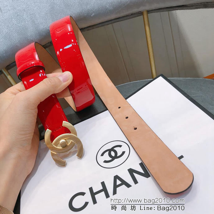 CHANEL香奈兒 18新款 30mm精品 cc經典銅扣 進口皮漆皮面料 時尚百搭款皮帶 網紅熱銷款  xfp1156